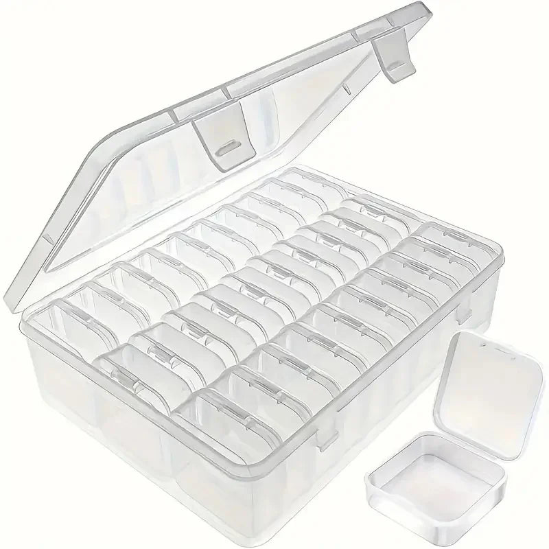 Large Capacity Jewelry Box with 30 Compartments Clear Plastic Storage Box with Small Containers Organizing Pearls Small Items