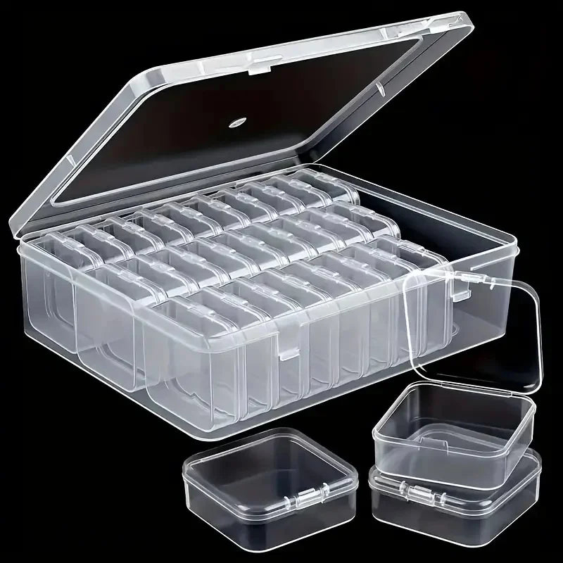 Large Capacity Jewelry Box with 30 Compartments Clear Plastic Storage Box with Small Containers Organizing Pearls Small Items