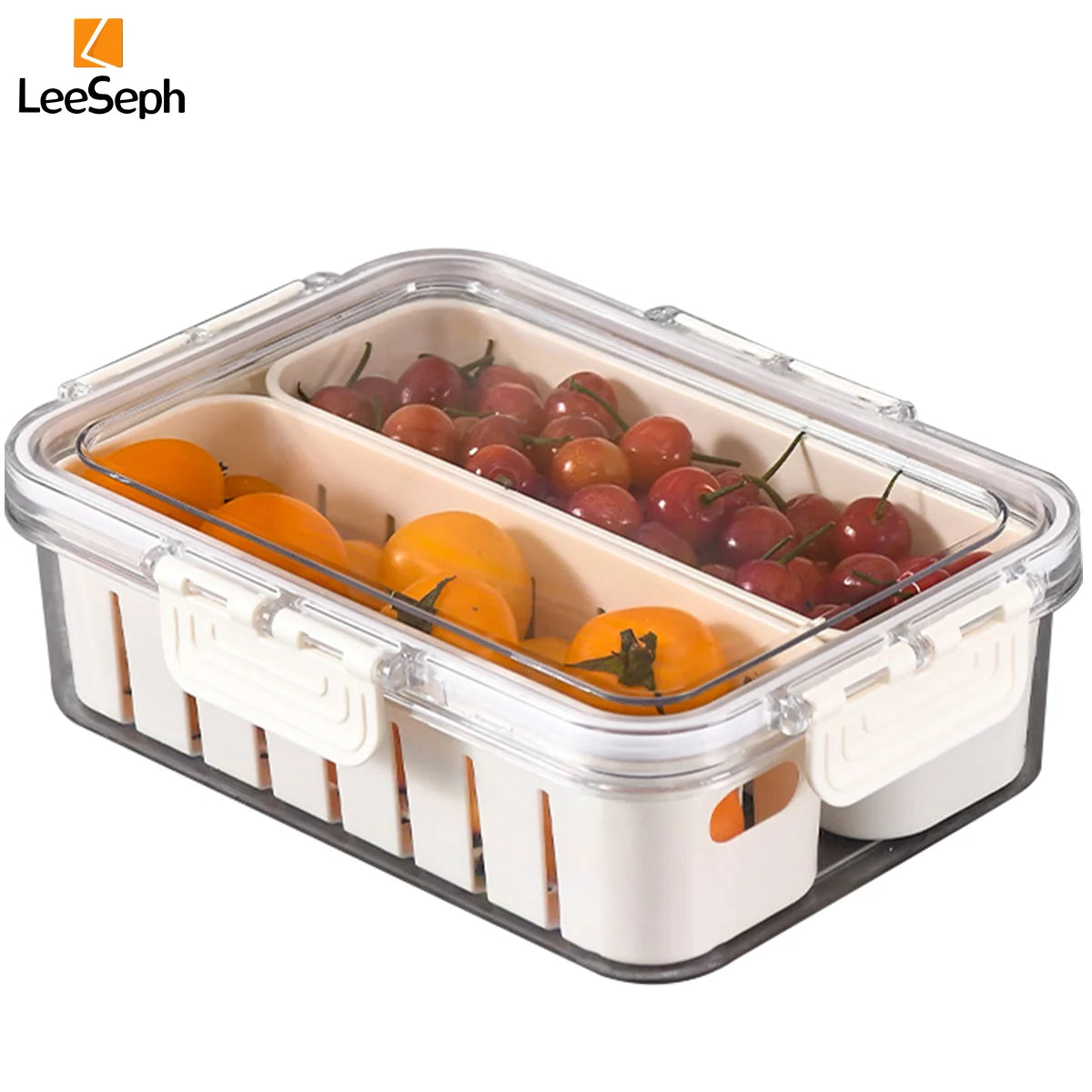 Leeseph Divided Serving Tray with Lid, Portable Snack Containers Snackle Box, Food Organizer for Travel, Party, Picnic, Beach