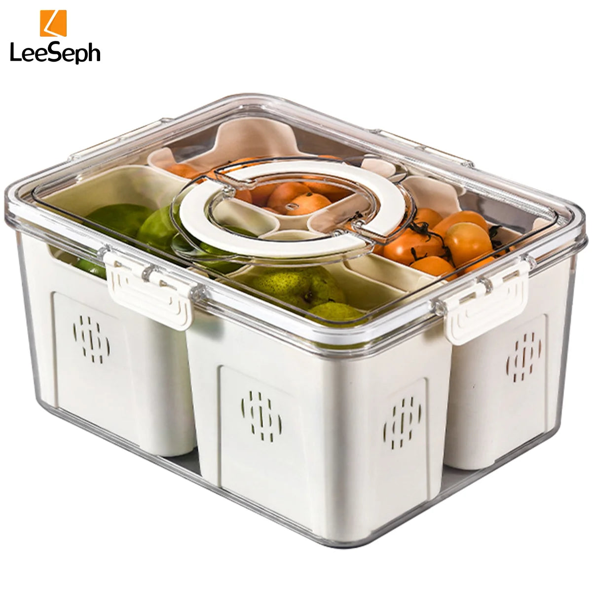 Leeseph Divided Serving Tray with Lid, Portable Snack Containers Snackle Box, Food Organizer for Travel, Party, Picnic, Beach