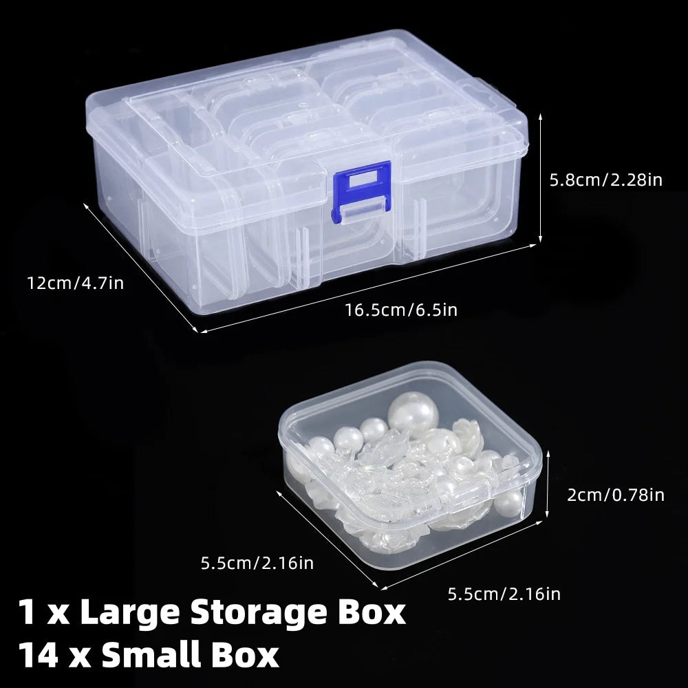 Large Capacity Jewelry Box with 30 Compartments Clear Plastic Storage Box with Small Containers Organizing Pearls Small Items