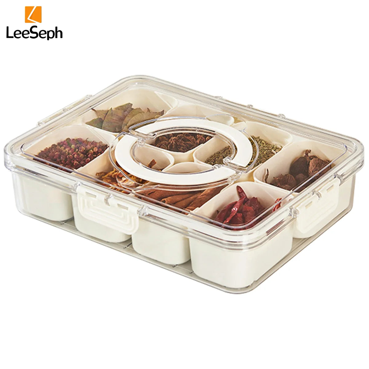 Leeseph Divided Serving Tray with Lid, Portable Snack Containers Snackle Box, Food Organizer for Travel, Party, Picnic, Beach
