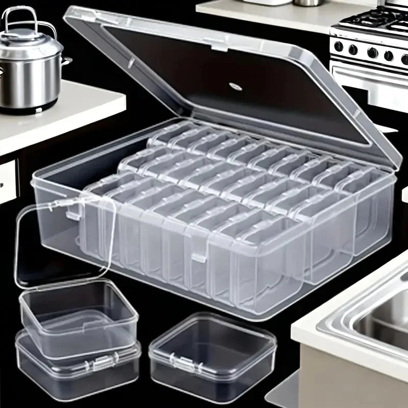 Large Capacity Jewelry Box with 30 Compartments Clear Plastic Storage Box with Small Containers Organizing Pearls Small Items
